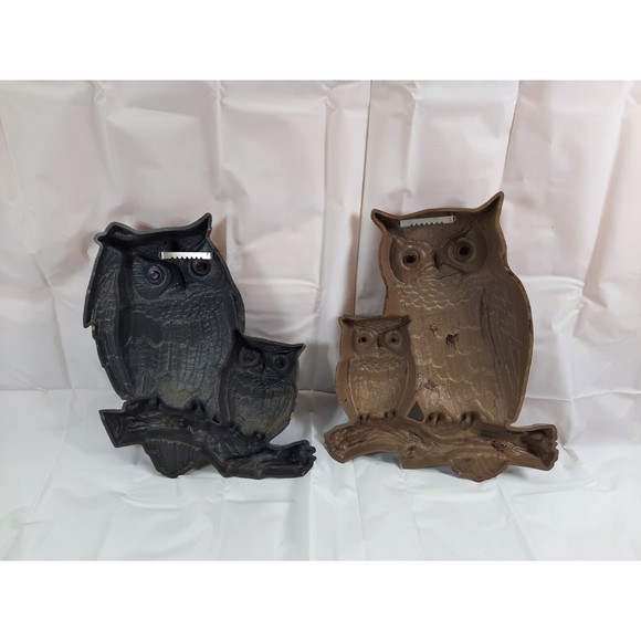 VTG SET TWO 1977 Burwood Owls Limb Plastic Wall Hanging 2070-1 & 2070-2 BOHO - Picture 5 of 6